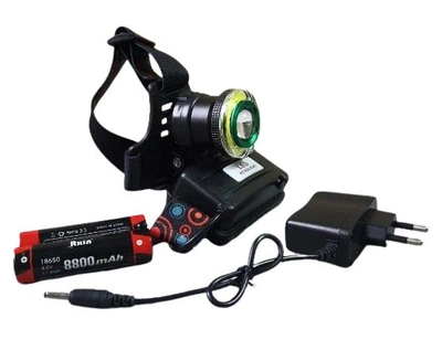 Налобный аккумуляторный фонарь Headlamp HL2-1006 на голову T6 + COB фонарик для рыбалки 2 х 18650 zoom зум