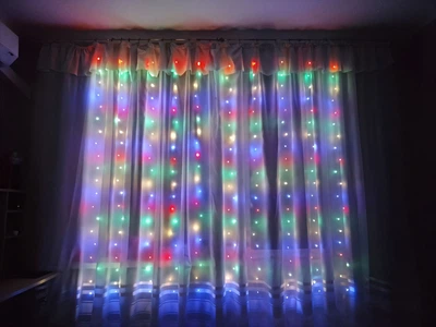 Гірлянда штора 3x2 метри, 200LED, "світлодіодні краплі" від USB, мульти колір, 8 режимів + пульт