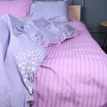 Простирадло MirSon Бязь 17-0760 Violet Blossoms 150х220 см (2200010936582)