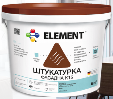 Штукатурка фасадная силиконовая ELEMENT К15 "Зернистная" 25кг
