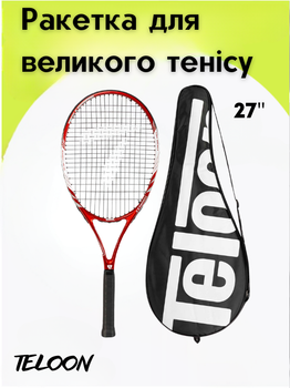 Ракетка для большого тенниса TELOON X-BLADE-V6 (алюминий, вес-280гр, бордовый)