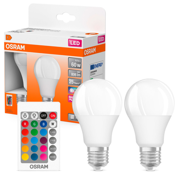 Світлодіодна лампа Osram LED STAR+ A60 DIM 9W (806Lm) 2700К+RGB E27 пульт ДУ (4058075430891)