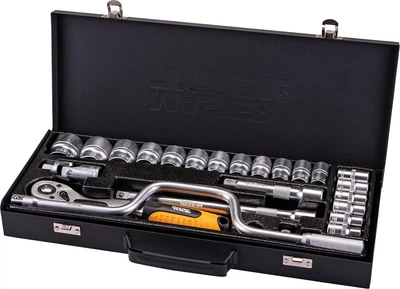 Набір інструментів Mastertool PROFI ½" 24 шт 10-32 мм гнутий вороток CrV50BV30 металевий кейс 78-4125