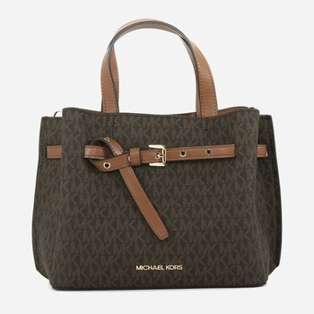 Сумка крос-боді через плече жіноча з натуральної шкіри маленька Michael Kors Emilia Small Logo Satchel BG- MK-11 Коричнева (194900219256)