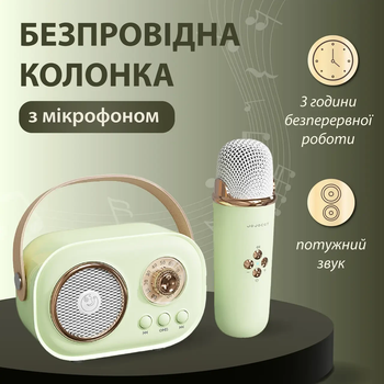Колонка портативная с микрофоном C-20 BT/TF/USB/FM 5 Вт Зеленый
