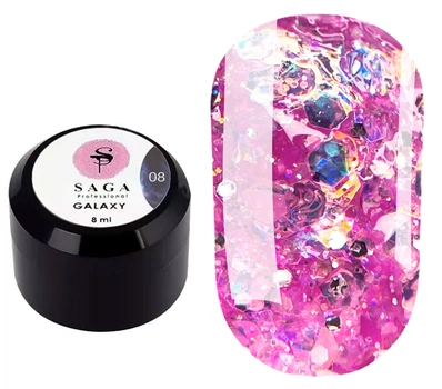 Гель для дизайну нігтів Saga Galaxy Glitter Gel №08 8 мл