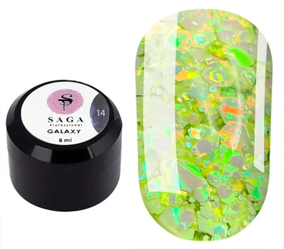Гель для дизайну нігтів Saga Galaxy Glitter Gel №14 8 мл