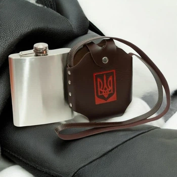 Фляга Hip Flask Герб Украины в чехле 18 Oz/532 ml из нержавеющей стали