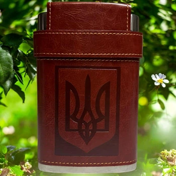 Фляга 9Oz/266ml Ukraine в коже 3 стопки 10 мл в крышке TD10