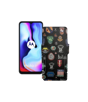 Чохол-книжка з екошкіри для телефону Motorola Moto E7 Plus Бітлз