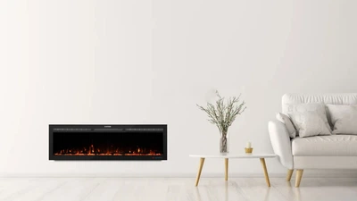 Электрокамин с обогревом Royal Fire Imperial Lux 50 (1270x450x145) со звуком, россыпными дровами, кристаллами, цветами пламени и подсветки наполнения, WiFi управление (BI50G)