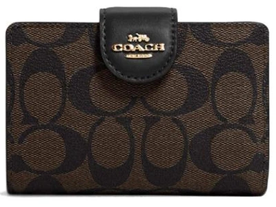Кошелек Coach Women's Medium Corner Zip Wallet (Brown - Black)
