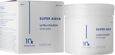 Płatki do twarzy Missha Super Aqua Ultra Hyalron nawilżające z kwasem hialuronowym 90 szt (8809747928682)
