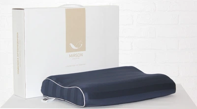 Подушка ортопедична MirSon №7088 Elite Noble Stripe Blue Sea 58х40х10.5 (2200003400427)