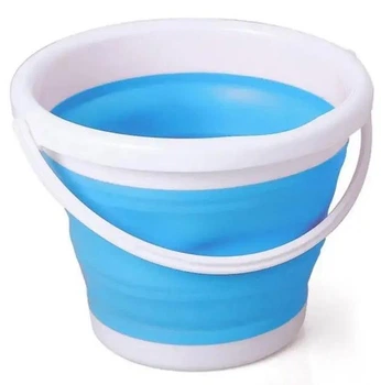 Туристическое складное силиконовое ведро SKL Collapsible Bucket 10 л Синее (5067)