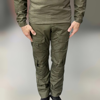 Штани тактичні Combat з пазами під наколінники, полікотон, Олива, розмір XXL, тактичні штани для військових