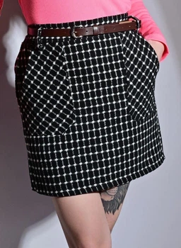 Юбка женская Fashion зимняя в клетку 44/46 черно-белая