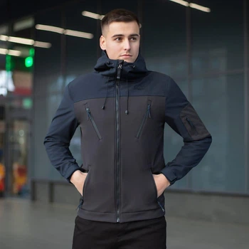 Мужская демисезонная куртка SoftShell S черный с темно-синим (OWku11badb)