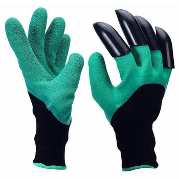 Садовые перчатки с когтями Garden Genie Gloves, Черные с зеленым