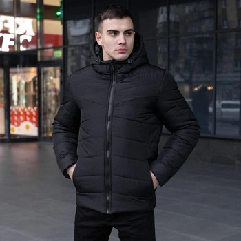 Мужская зимняя куртка плащевка с утеплителем до -18°C 3XL черная (OWku1083ba)
