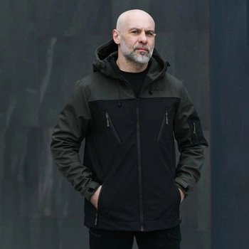 Куртка мужская Lev Pobedov Soft Shell на флисе XXXL хаки черная (24308)