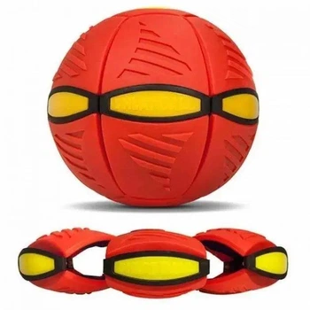 М'яч SUNROZ Flat Ball Ігровий Трансформер Складаний Літаючий з LED підсвічуванням Червоний (2039122)