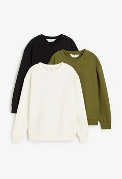 Світшот однотонний чорний білий хакі 3шт H&M 134-140см (400010648)