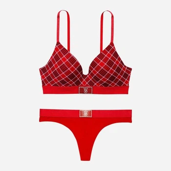 Комплект (бюстгальтер + трусики-танга) жіночий Victoria's Secret 34B/M Червоний