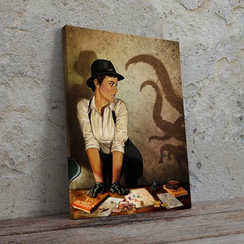Интерьерная картина Девушка-детектив и Ктулху, Ktulhu, Lovecraft, DnD, 42×30 см (id4413)
