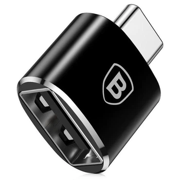 Адаптер переходник Baseus Female USB To Type-C Male OTG Adapter Converter 2.4A Быстрая зарядка (CATOTG-01) Black