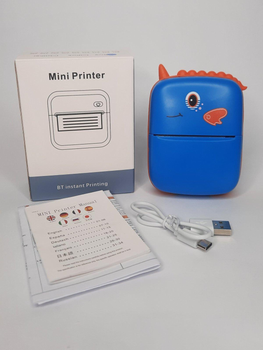 Портативный детский термо-принтер с термопечатью Bluetooth Mini Printer A8A синий