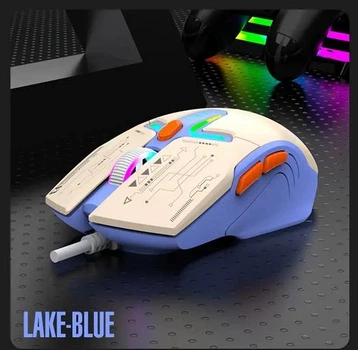 Проводная игровая компьютерная мышь XUNFOX H6B RGB 3600 DPI синий