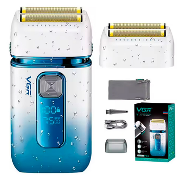 Электробритва VGR V-362 WHITE шейвер, двойное лезвие, триммер, водонипроицаемая, LED дисплей