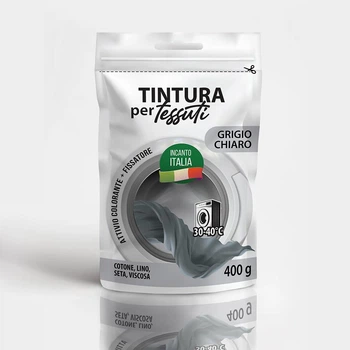 Серія Incanto italia «Grigio chiaro» світло-сірий фарба-барвник для тканини, 400 г