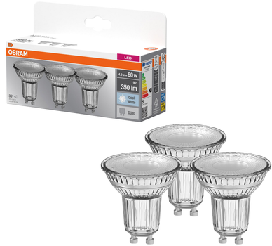 Набір світлодіодних ламп OSRAM BASE PAR16 50 36° 4.3 W 4000 K GU10 3 шт. (4058075818415)