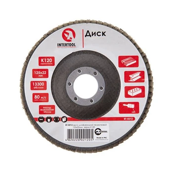 Диск шлифовальный лепестковый 125х22 мм Intertool (зерно K120)