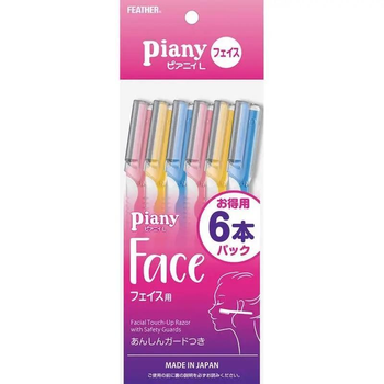 Жіночі станки для обличчя Feather Piany L Face Razor, 6 шт