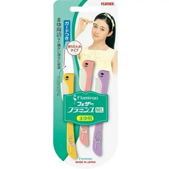 Безпечна бритва для брів Feather Flamingo ML Eyebrow, 3 шт