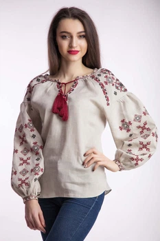 Вышиванка Narodnyy Butik Цвет Папоротника беж 1018.1 44