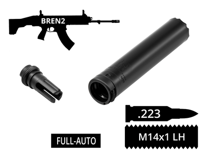 2в1 фулл-авто пбс+пламегас S.L.A. Military FH с быстросъемом .223 14x1 Lh CZ BREN2