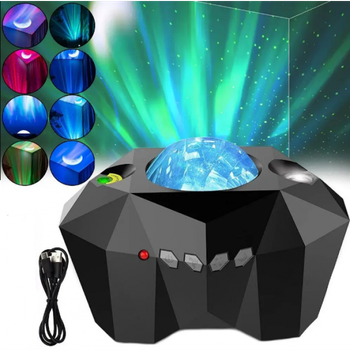 Ночник проектор звездное небо с bluetooth колонкой и пультом Nectronix Aurora Moon Star 4 Вт Черный