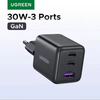 Сетевое зарядное устройство UGREEN 30W Fast Charger 2хUSB-C+USB-A