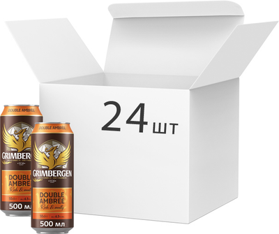 Упаковка пива Grimbergen Double Ambree напівтемне фільтроване 6.5% 0.5 л x 24 шт (4770349231385)