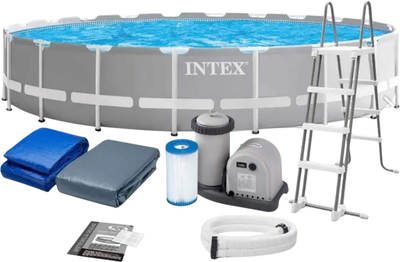 Бассейн каркасный круглый Intex 26732, 549х122 см, песочный фильтр-насос 5678 л/ч, лестница, тент, подстилка (Intex_26732)