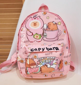 Дитячий Рюкзак Капібара Capybara рожевий 30х25х11 см для дівчинки