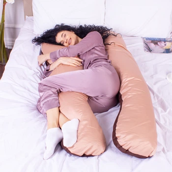 Подушка для вагітних та відпочинку MirSon Delicate Satin №8028 U-подібна Cappuccino (2200006178668)