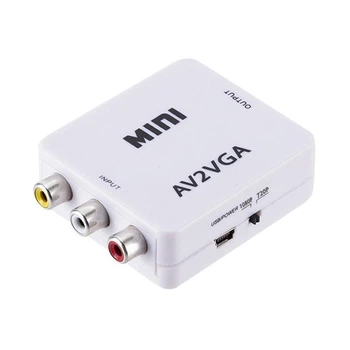 Адаптер video AV в VGA конвертер аудио видео сигнала AV2VGA преобразователь RCA тюльпаны на ВГА переходник (772131)