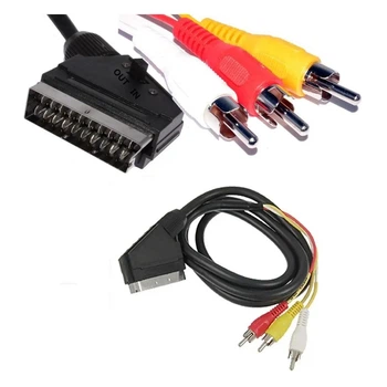 Переходник SCART на 3 RCA и S-VIDEO, композитный мультимедийный двухсторонний аудио-видео адаптер