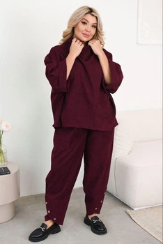 Fashions • Брючный костюм Romano Fashions 44 бордовый (779-фг
