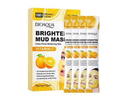 Освітлююча маска для обличчя з екстрактом апельсина Bioaqua Brighten Mud Mask Vitamin С 8 г*10 шт
